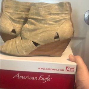 Tan wedge boot/sandal